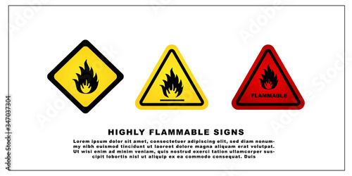Highly Flammable Signs vector set