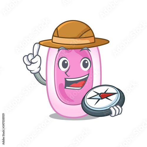 mascot design concept of bordetela pertussis explorer with a compass