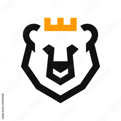 vector illustration of a Bear King Logo. Minimalist and modern logo of a bear with a crown.