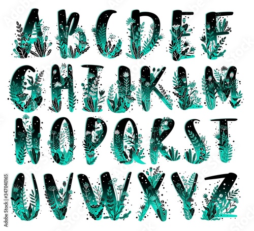 Floral alphabet set