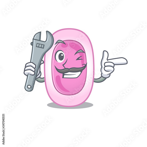 A picture of bordetela pertussis mechanic mascot design concept