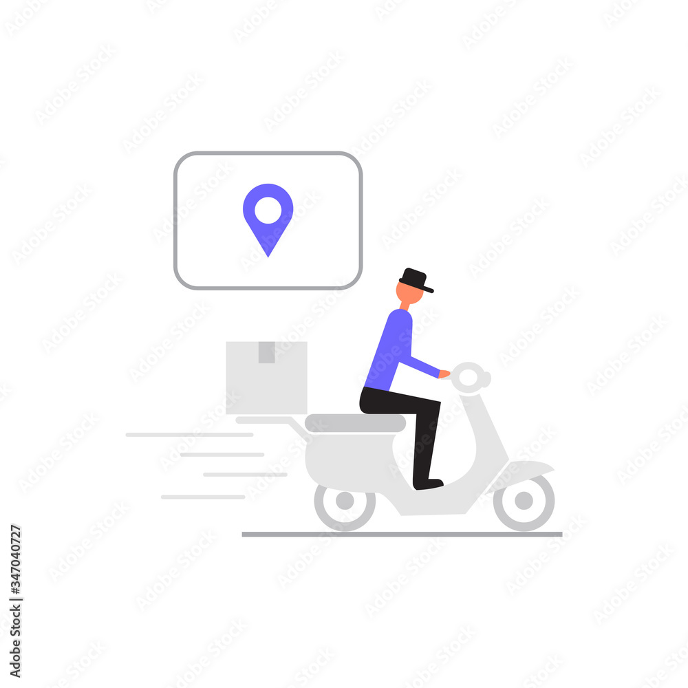 Delivery man. Service boy, courier package. Perfect for covers, brochures, posters, books, banners, leaflets, landing pages, social media content.