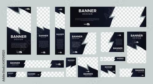 set of creative web banners of standard size with a place for photos. Vertical, horizontal and square template. vector illustration
