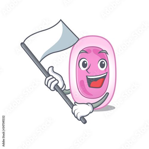 A nationalistic bordetela pertussis mascot character design with flag