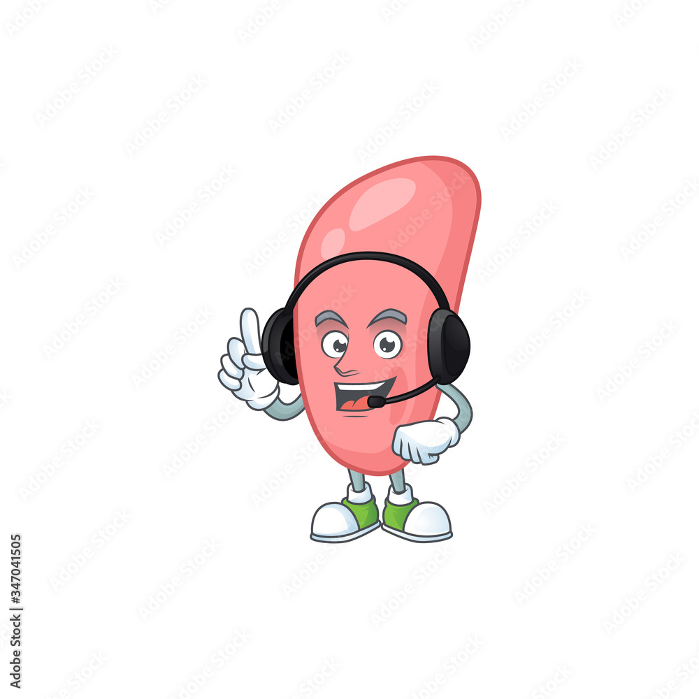 Neisseria gonorhoeae cartoon character style speaking on headphone Neisseria gonorhoeae cartoon character style speaking on headphone