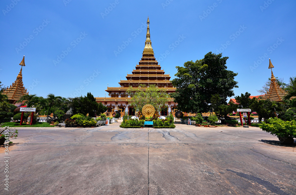 Phra Mahathat Kaen Nakorn at Wat Nong Waeng a royal temple in Khon Kaen Province, Thailand where the relics of Lord Buddha and important Buddhist scriptures are located