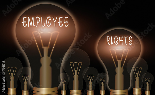 Conceptual hand writing showing Employee Rights. Concept meaning All employees have basic rights in their own workplace photo