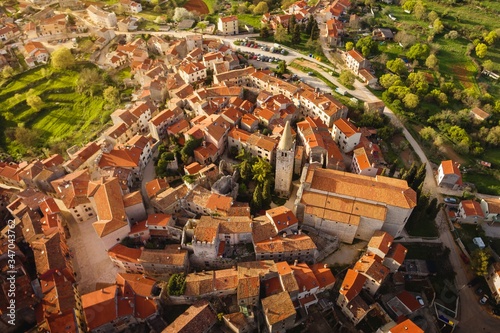 Aerial shot of Bale surrounded by greenery under the sunlight in Croatia