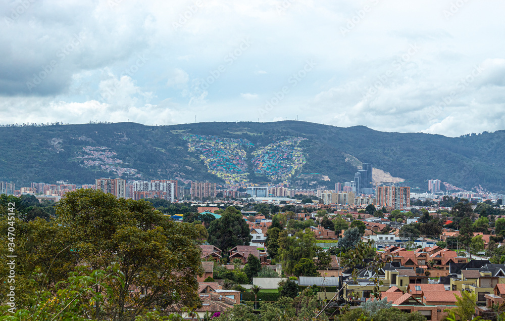 North Bogota city landscape with a famous view of a butterfly 