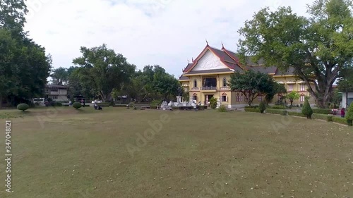 Aerial Footage of Nan National Museum, The Famous Landmark in Nan, Northern of Thailand photo