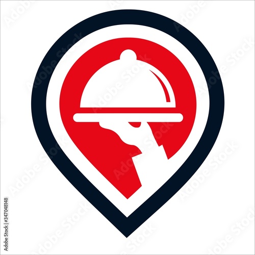 place icon food delivery person logo designs template
