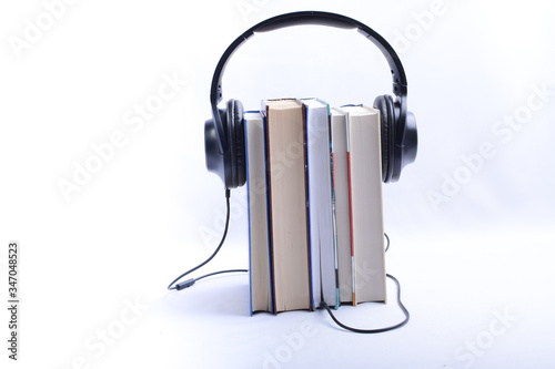 headphones and book