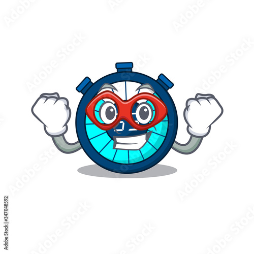 A cartoon character of hourglass performed as a Super hero
