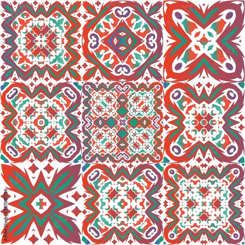 Ethnic ceramic tiles in mexican talavera.