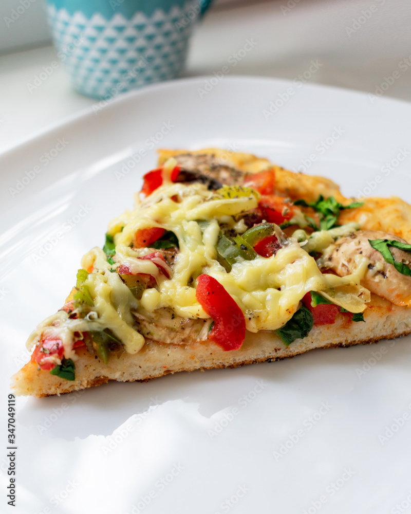 pizza triangle with cheese and mushrooms pizza triangle with cheese and mushrooms