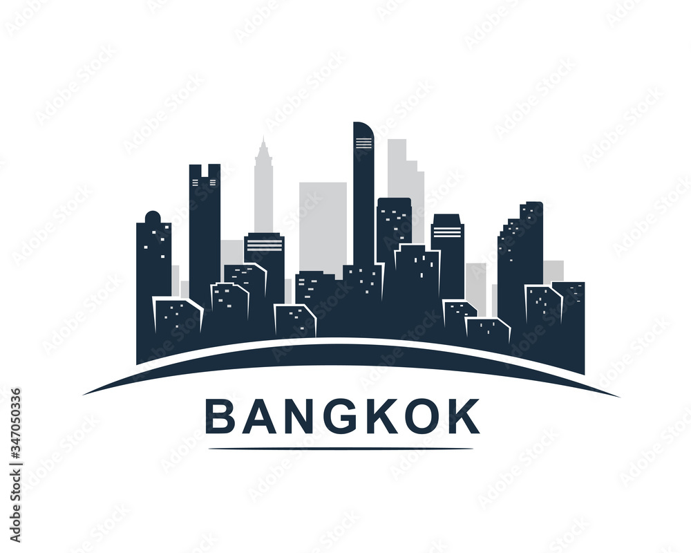 bangkok city skyline silhouette building vector illustration