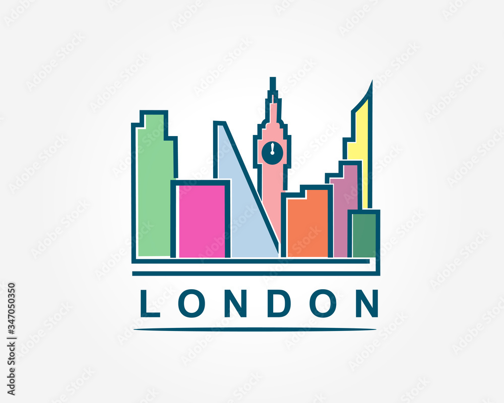 london city block skyline silhouette building vector illustration