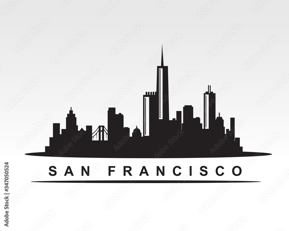 San Francisco city skyline silhouette building Background vector illustration