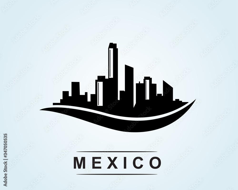 Mexico city skyline silhouette building Logo vector illustration