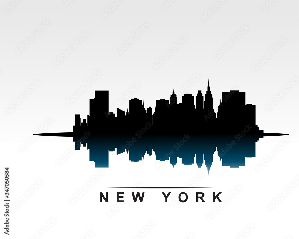New York city skyline black silhouette background, vector illustration