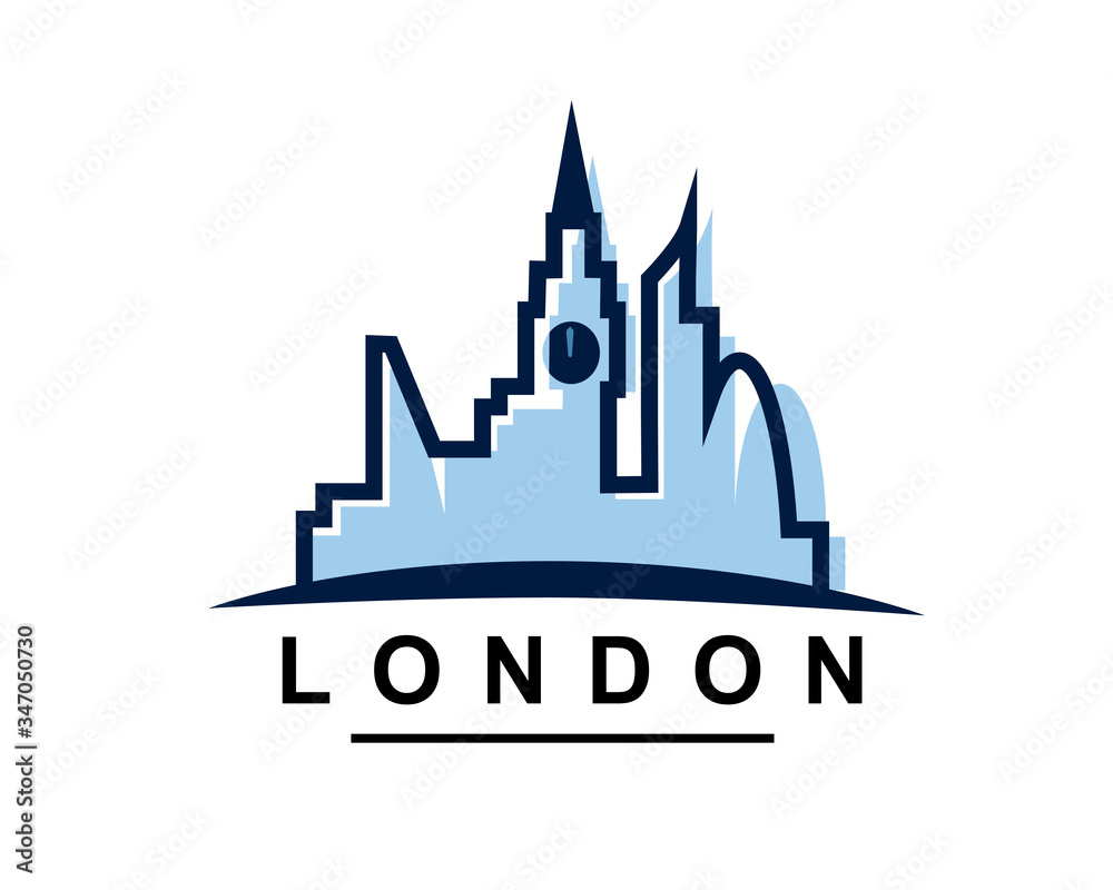 London city skyline Line art logo, vector illustration