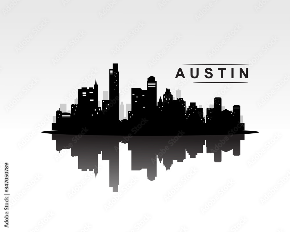 Austin city skyline black silhouette background, vector illustration
