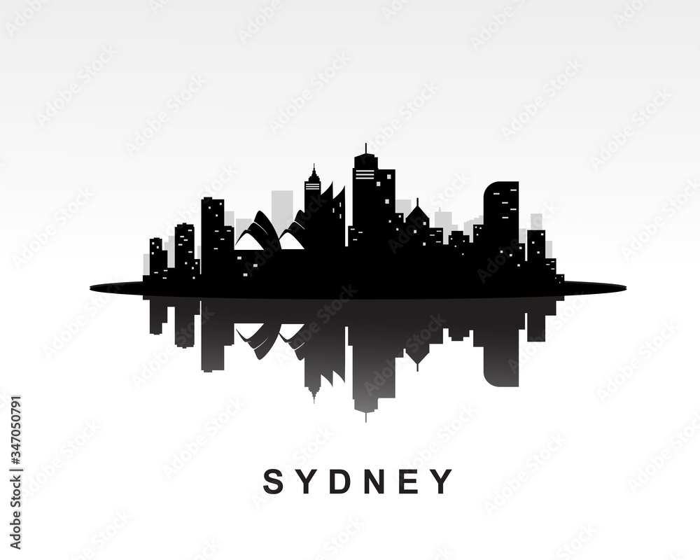 Sydney city skyline black silhouette background, vector illustration