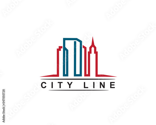 Hong Kong city skyline Line art logo, vector illustration