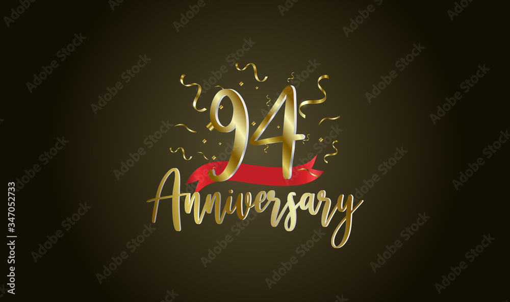 Obraz premium Anniversary celebration background. with the 94th number in gold and with the words golden anniversary celebration.