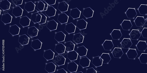Hexagonal technology, molecule, genetic, chemical compounds abstract vector background. Abstract geometric background with connected lines