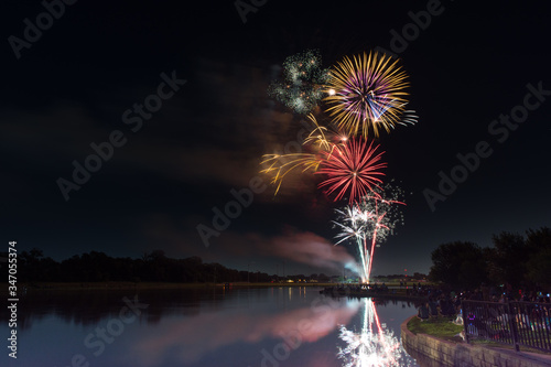 Obraz na plátně Fourth of July Fireworks at Andrew Brown Jr Community Park in Coppell Texas USA