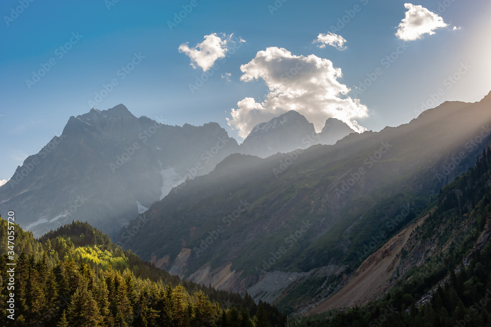 Beautiful landscape with sunny day in mountains Beautiful landscape with sunny day in mountains