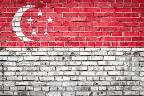 Flag  banner on brick wall background.
