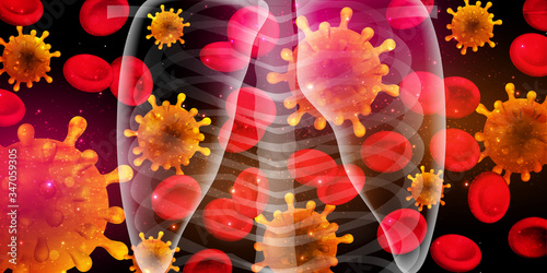 コロナ　ウイルス　赤血球　背景