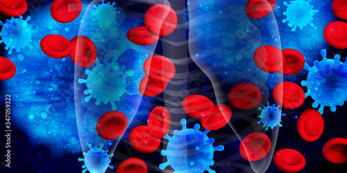 コロナ　ウイルス　赤血球　背景