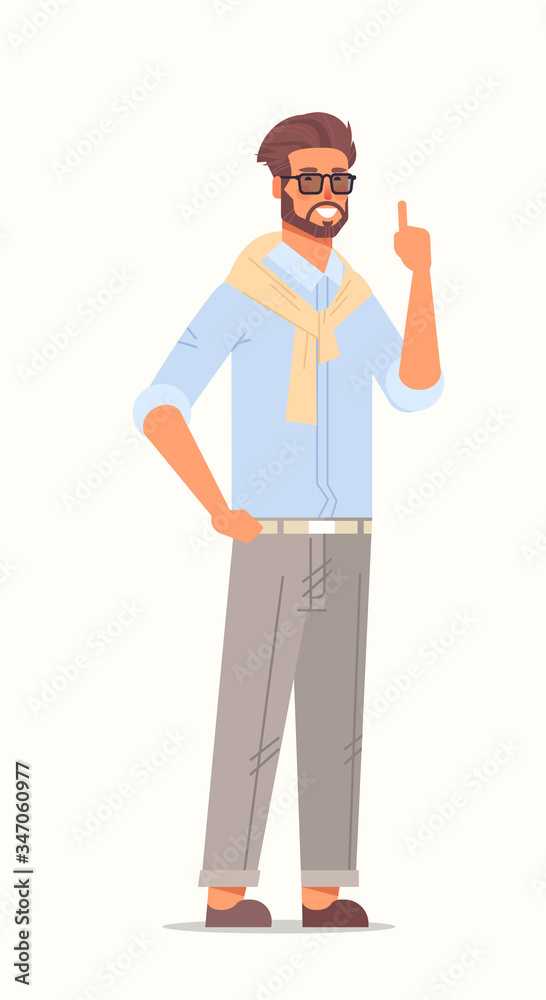 confident businessman pointing finger up business man having an idea male cartoon character standing pose full length vertical vector illustration confident businessman pointing finger up business man having an idea male cartoon character standing pose full length vertical vector illustration