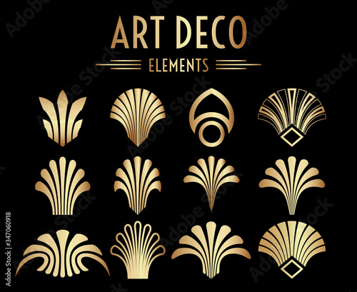 Geometric Art Deco Ornaments or Decoration Elements