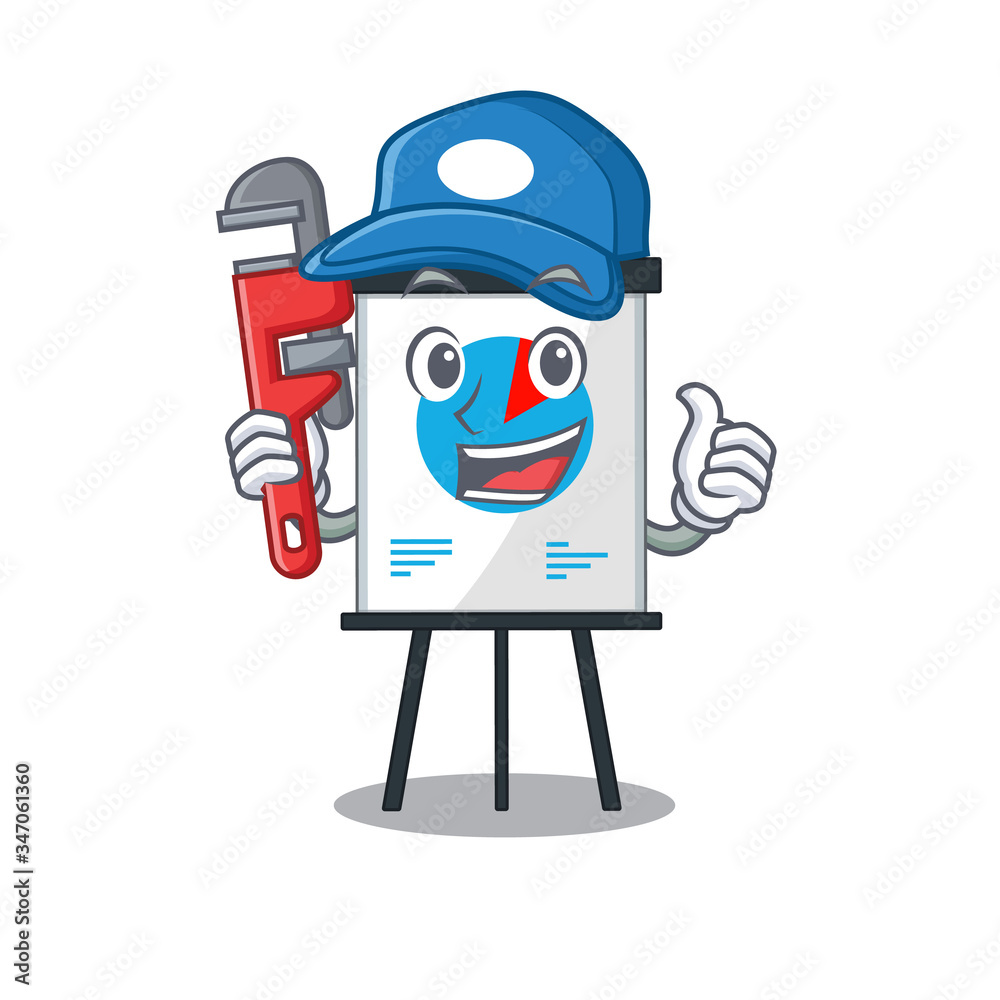 Fototapeta premium Corona graph Smart Plumber cartoon character design with tool