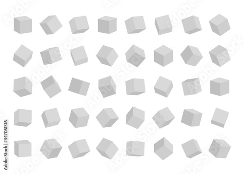 Set of cubes in different angles view isolated on white background. Vector illustration photo