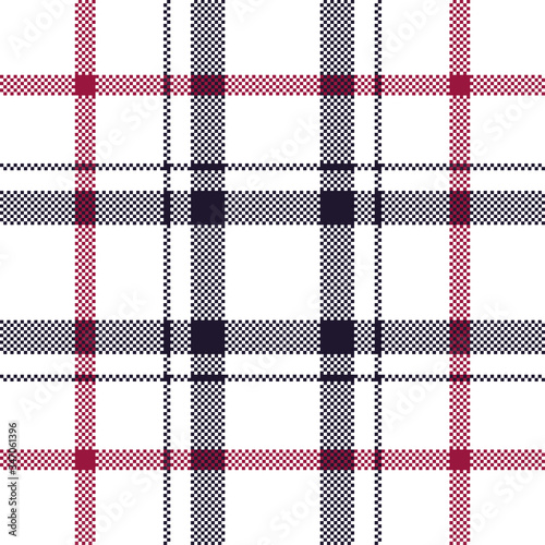 Pixel background vector design. Modern seamless pattern plaid. Square texture fabric. Tartan scottish textile. Beauty color madras ornament.