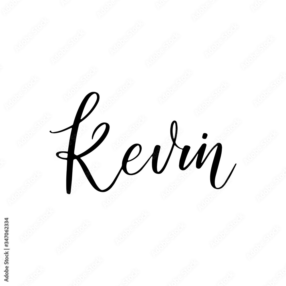 Kevin hand drawn calligraphy personal name. Brush Lettering logo for