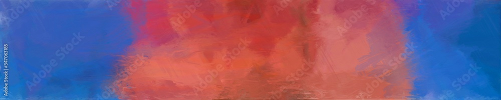 abstract long wide horizontal background with strong blue, moderate red and slate blue colors