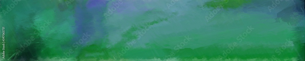 abstract long wide background with sea green, forest green and very dark blue colors