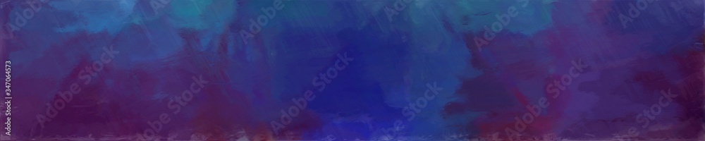 abstract long wide background with dark slate blue, very dark violet and teal blue colors