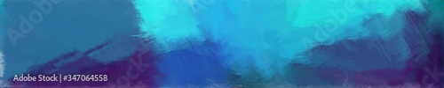 abstract natural long wide horizontal background with teal blue, turquoise and very dark violet colors © Eigens