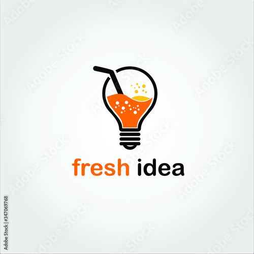 Fresh Idea logo, modern fresh orange with bulb lamp logo vector illustration