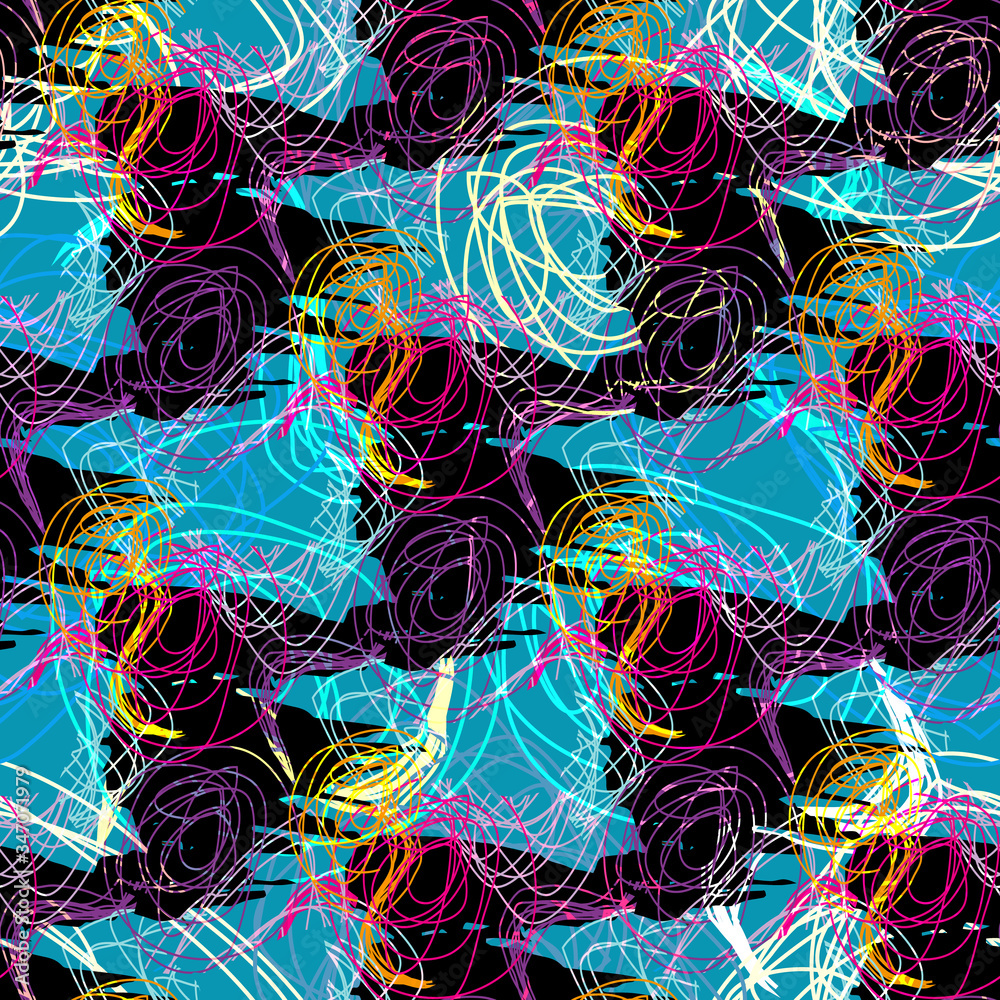 colorabstract ethnic seamless pattern in graffiti style with elements of urban modern style bright quality illustration for your design