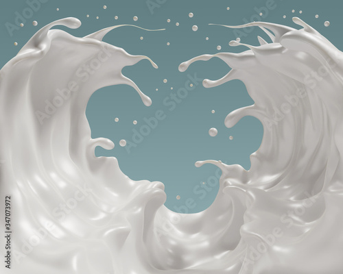 Milk or yogurt splash smooth abstract shapes , 3d illustration 3D Rendering2 photo