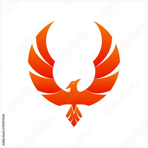 Flying Phoenix Fire Bird abstract Logo design vector template. Dove Eagle Logotype concept icon