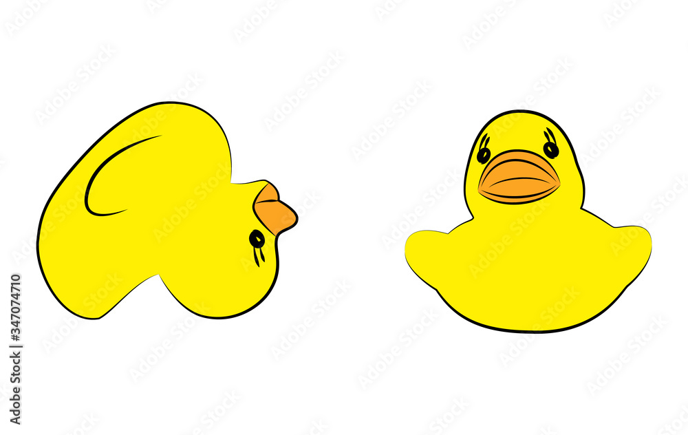 Fotografie Yellow duck toy on white background